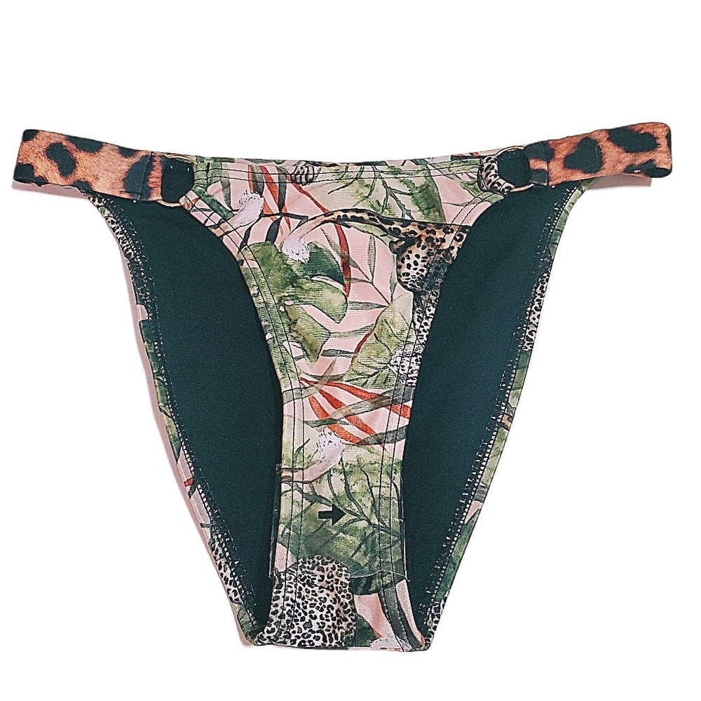 SOUTH BEACH Bikini Bottoms Jungle | Animal Print US Size 4 NWT Tan Green Orange